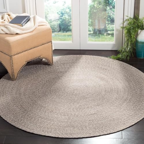 SAFAVIEH Braided Collection Area Rug - 5' Round, Ivory & Beige, Handmade Woven Cotton, Boho Reversible Style, Ideal for Living Room, Bedroom, Dining Space (BRD256B) - color: Ivory/Beige, size: 5' (Round)
