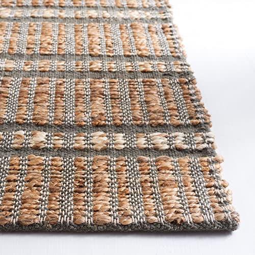 SAFAVIEH Area Rug 8x10 - Natural Fiber Collection - Large - Olive & Natural, Handmade Jute & Cotton, Boho Stripe Farmhouse Rustic Design, Ideal for Living Room, Bedroom, Dining Space (NFB656X) - color: Olive/Natural, size: 8' x 10' (Rectangular)
