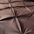 Feelyou Pinch Pleated Duvet Cover with Zipper Closure Pintuck Comforter Cover Set Twin Size Luxurious Pintuck Tufted Bedding Set Solid Coffee Microfiber Bedspread Cover with 1 Pillow Shams Soft - color: Coffee, size: Twin