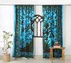 Popular Handicrafts Indian Hippie Bohemian Beautiful Tree of Life Tie Dye Mandala Curtain Panels Tarqouise - color: Tarquoise, size: 38"W x 83"L (Pack of 2)