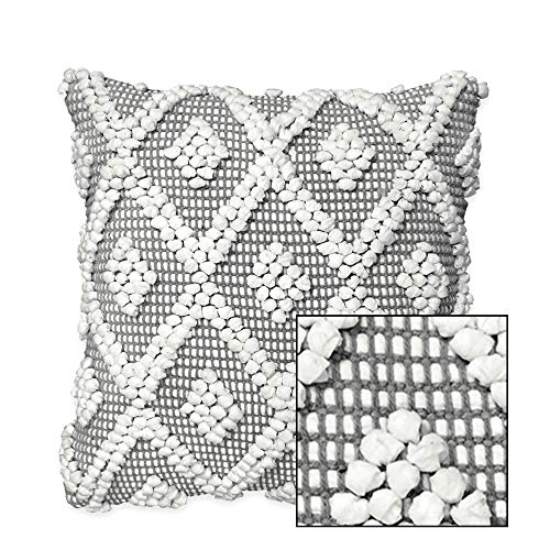 Lush Decor Adelyn Decorative Throw Pillow Cover, 20" W x 20" L, Gray - Square Pillow - Gray Diamond Pillow - Textured Pillows - Hygge Decor - Farmhouse Throw Pillows For Bed, Couch, Or Chair - color: Gray