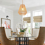 Woven Pendant Lights Hanging Lamp with 12" Hand Rattan Basket Shade Antique Brass Brush Paint Finish for Kitchen Island Farmhouse Dining Room Bar Bedroom Foyer Hallway - color: A- Brass