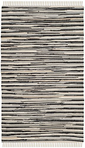 SAFAVIEH Rag Rug Collection Accent Rug - 3' x 5', Black & Multi, Handmade Boho Stripe Cotton, Ideal for High Traffic Areas in Entryway, Living Room, Bedroom (RAR129Q) - color: Black/Multi, size: 3' x 5' (Rectangular)