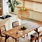 Boho Rattan Pendant Light, Adjustable Hanging Light Fixture with Natural Woven Shade, E26 Base Compatible for Kitchen Island, Bedroom, Living Room (Bulb Not Included) - color: 7.5”hemispherical shaped