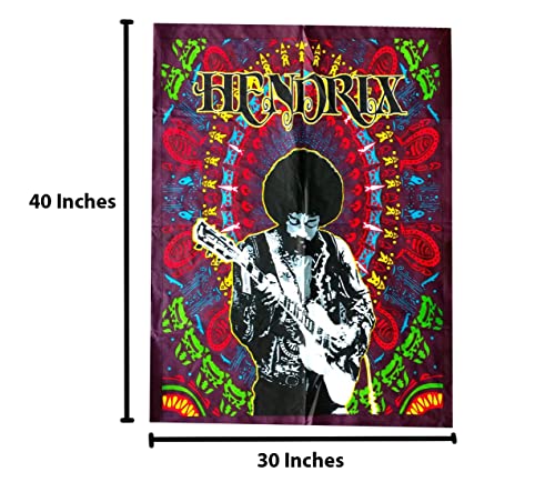 Rastogi Handicrafts Hendrix Guitar 40" X 30" Poster Size Tapestry Decorative Indian Dorm Decor Cotton Tapestry Indian Multi Colored Wall Poster Indian Deity (RH-144) - color: Rh-144