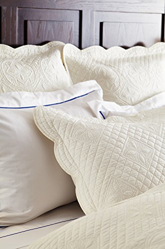 Calla Angel Sage Garden Luxury Pure Cotton Matelasse Quilted Pillow Sham, King Pillow, 20x36, Ivory - color: Ivory, size: King