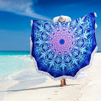 Large Microfiber Boho Mandala Beach Towel Round Bohemian Beach Blanket Hippie Indian Throw Blanket Beach Tapestry Sand Free Quick Dry Yoga Picnic Mat Wall Decor Circle Tablecloth,59'',Ocean Blue - color: Ocean Blue Mandala