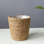 Vintage Decor Seagrass Planter Hand Woven Straw Flower Pot Farmhouse Plant Basket with Plastic Liners Rustic Plant Containers Succulent Pot for Indoor Outdoor Room Decor Home Decor