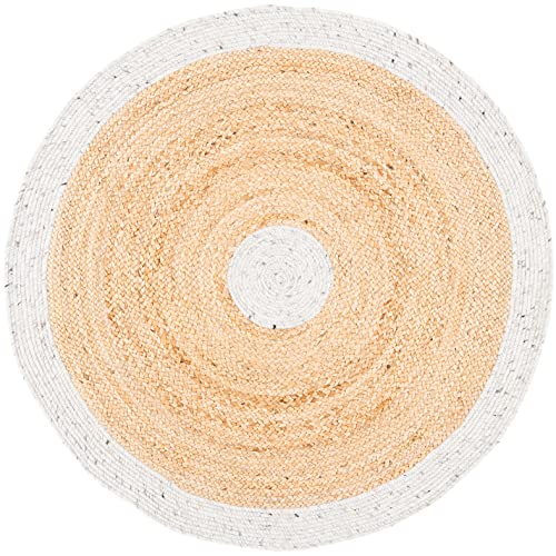 SAFAVIEH Braided Collection 3' Round Light Grey / Natural BRD910F Handmade Country Cottage Reversible Jute Area Rug - color: Light Grey/Natural, size: 3' (Round)