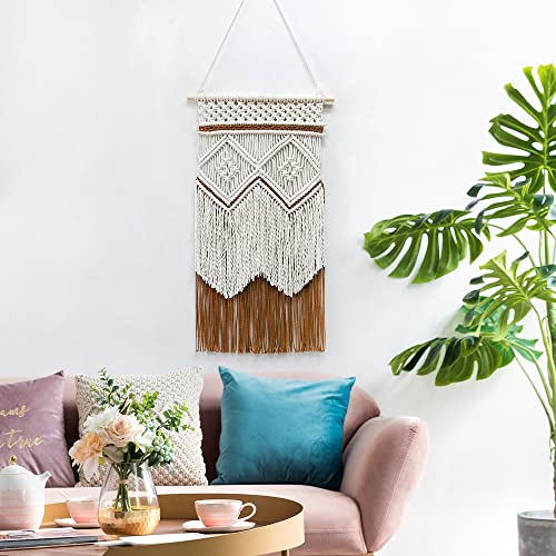 BMIDRUT Hanging Macrame Tapestry Dream Catchers Hand Woven Tapestries Boho Wall Art Decor Home Wall Decor Wall Pediment - size: 28"L x 16"W