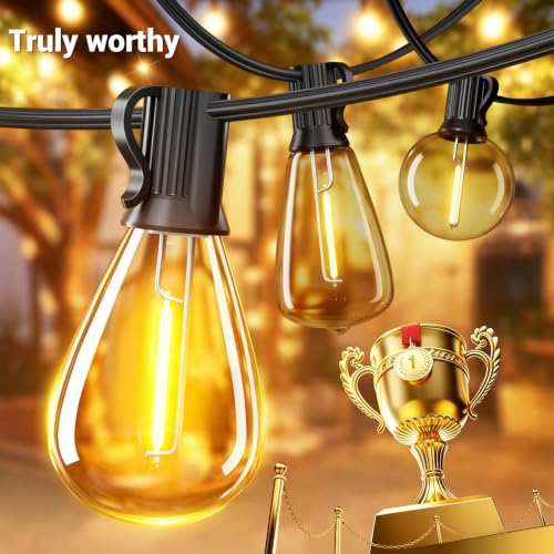 120FT Outdoor String Lights, 30+2 LED Shatterproof Bulbs with Remote & Timer,2700K Dimmable Waterproof Hanging Decor for Backyard, Garden, Porch, Balcony, Wedding Party Lighting - color: Warm White-2700K, size: 120 FT