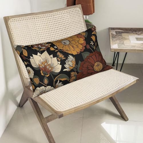 Boho Floral Botanical Pillow Covers 12x20 Inch Set of 2, Mid Century Morden Abstract Outdoor Decorative Retro Flower Throw Pillows Bohemian Flowers Couch Cushion Case for Chair Sofa Bedroom - color: Vc5, size: 20" x 12" (Pack of 2)