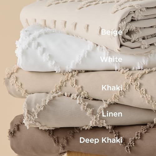 Bedsure Boho Duvet Cover King Size - Boho Bedding, Tufted King Duvet Cover for All Seasons, 3 Pieces Embroidery Distressed Vintage Home Bedding,Comforter Not Included (White, 104" x 90") - color: 01 - White (No Comforter), size: King (104" X 90")
