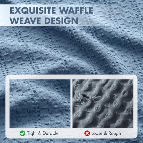 100% Cotton Waffle Pillow Shams Standard Size, 2 Pack 20x26 Decorative Pillow Covers for Bed Couch Sofa, Neutral Coastal Weave Cushion Cases Modern Farmhouse Home Decor, Blue - color: Blue, size: 26" x 20" (Pack of 2)