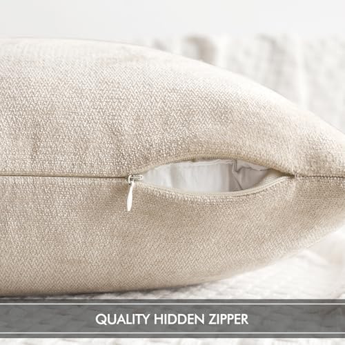 MIULEE Pack of 2 Cream Decorative Pillow Covers 20x20 Inch Soft Chenille Couch Spring Throw Pillows Farmhouse Cushion Covers for Home Decor Sofa Bedroom Living Room - color: Cream, size: 20" x 20" (Pack of 2)