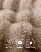 Ultra Soft Cozy Faux Fur Throw Blanket, Fuzzy Plush Thick Bubble Blanket, Oversize Luxury Fluffy Blanket for Couch, Sofa, Bedroom, and Living Room, 50x60 Inches, Light Brown - color: Bubble Light Brown, size: Throw