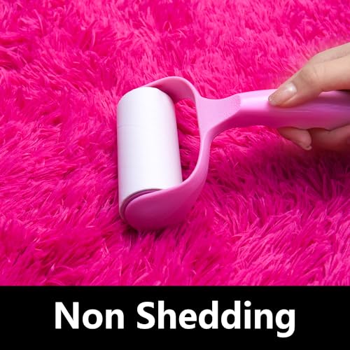 Awaytail Fluffy Rug 2x3 Feet - Preppy Girls Fuzzy Rugs College Dorm - Small Cute Chair Rug Washable for Nursery- Hot Pink - color: Hot Pink, size: 2' x 3' (Rectangular)