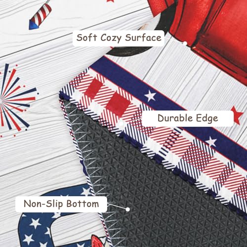 4th of July Area Rug 2x3 Patriotic Truck Gnome Stars Holiday Decorative Entry Rugs Independence Memorial Day Small Non-Slip Low Pile Front Door Mat Indoor Outdoor Entryway Carpet - color: 4th of July Truck Gnome