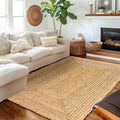 Super Area Rugs Farmhouse Jute Braided Rug - Reversible Natural Fiber- Eco Friendly Rug for Living Room - Kitchen - Dining Room Hand Woven, Natural, Rectangle 5' X 7' - color: Natural, size: 5' x 7' (Rectangular)
