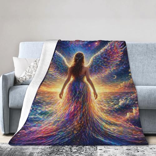 Angel Wings Blanket Gifts for Women Kids, Dreamy Mystical Flannel Blankets, Warm Cozy Soft Throw for Bedroom, Camping, Couch, Decor 40x50 in - color: Angel, size: 40"x50"