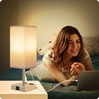 aooshine Gray Set of 2 Touch Lamps with USB Port Nightstand Lamp with USB-C+A Charge Ports & AC Outlets, 3-Way Dimmable Bedside Lamp, Small for Bedroom Living Room (Bulb Included) - color: Gray-Silver