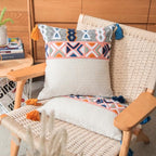 vctops Boho Tufted Throw Pillow Cover with Tassels, Bohemian Geometric Embroidery Cushion Cover Square Decorative Pillowcase for Sofa Couch Bedroom Home Decor, 18"x18" - size: 12"x20"