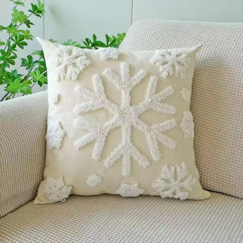 Andreannie Pack of 2 Boho Tufting Throw Pillow Cover Embroidered Textured Cushion Cover with Tassels Soft Home Decororative for Couch Sofa 18x18 inch (White) - color: White