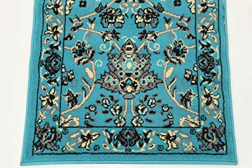 Unique Loom Sialk Hill Collection Area Rug - Washington (2' 2" x 8' 2" Runner Turquoise/Black) - color: Turquoise/Black, size: 2'2" x 8'2" (Runner)