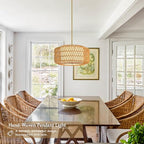 18 inch Natural 3 Light Rattan Light Fixture Woven Pendant Lights Rattan Farmhouse Chandeliers Fabric Shade Boho Chandelier for Dinning Room Kitchen - color: 18"-Natural-Prism