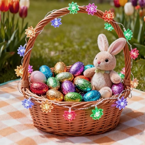 USB/Battery Operated 9.8ft Pastel Lotus Flower Lights String Easter Decor | Multicolored Fairy Flower Lights With 8 Modes & Timer For Garden Fence, Patio, Yard, Christmas Tree, Kid'S Bedroom Decor - color: Multicolor