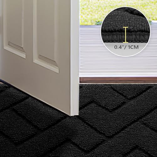 hicorfe Front Door Mat Outside Entrance,36"x59" Absorbent Muddy Dirt Resist Welcome Door Mats Outdoor Indoor,Stain and Fade Resistant,Non Slip Backing Entry Mat Doormat for Entryway(Black) - color: Black, size: 59" x 36" (Rectangular)