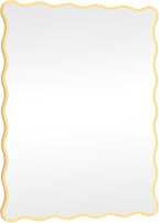 Gold Wavy Mirror Whit Wood Frame, 18" x 24" Small Rectangle Boho Mirror for Nursery Wall Decor, Bathroom Vanity, Bedroom, Living Room, Entryway