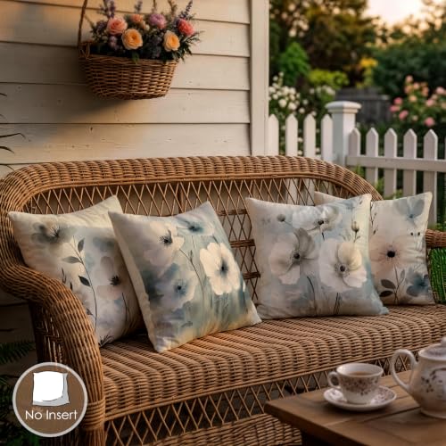 OBSEDE Elegant Blooms Throw Pillow Covers 18x18 Set of 4, Farmhouse Decor for Home Couch Sofa Living Room, Rustic Floral Decorative Cushion Cases - color: Elegant Blooms