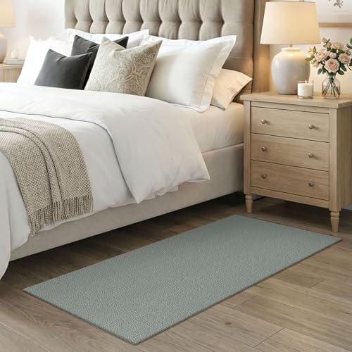 EARTHALL Washable Runner Rug 2x4 Ft Non Slip Runners for Hallways Cotton Rubber Backed Entryway Runner Braided Indoor Floor Runners Carpet for Entryway, Hallway, Kitchen, Bedroom, Green/Grey - color: Green/Grey, size: 2' x 4' (Runner)