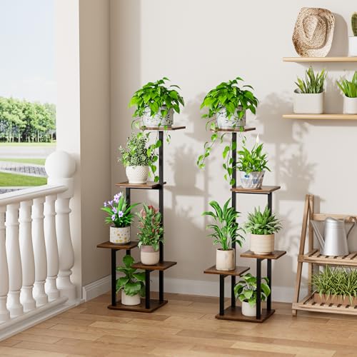 LATIBELL Plant Stand Indoor with Grow Light - 2 Pack Metal Plant Shelf for Indoor Plants Multiple, 5 Tiered Corner Plant Stand Shelves, Plant Rack Display Flower Holder for Living Room Patio Balcony - color: Black