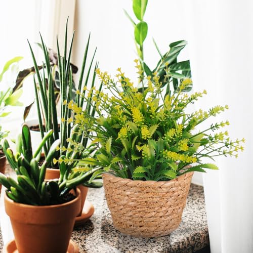 TOYANDONA 2pcs Modern Woven Plant Pots Natural Woven Planter Baskets Liner for Indoor Outdoor Random Color 5.1 inch