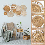 Xuhal 8 Pcs Boho Wall Basket Decor Decorative Bulrush Woven Basket Wall Decor Rustic Farmhouse Hanging Baskets for Kitchen Rustic Home Summer Decorations - style: Flower