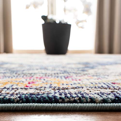 SAFAVIEH Monaco Collection Area Rug - 2'2" x 4', Navy & Light Blue, Non-Shedding & Easy to Clean, Distressed Medallion Design, Ideal for Front Door, Kitchen, Entryway, Accent Space (MNC243N) - color: Navy/Light Blue, size: 2'2" x 4' (Rectangular)