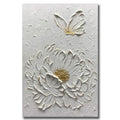 Boiee Art,30x45Inch Hand Painted Textured White Flower Oil Painting On Canvas Gold Acrylic Wall Art Abstract Landscape Paintings Stretched and Framed Ready to Hang - color: Creamy white&Gold, size: 30"L x 45"W