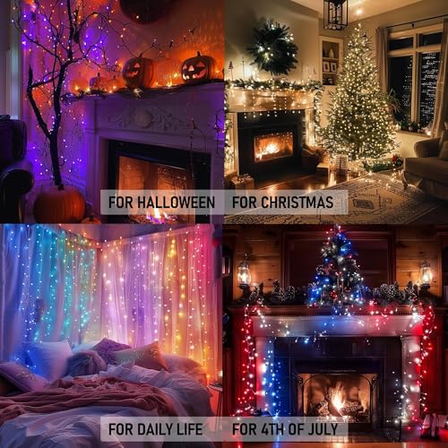 Dazzle Bright Smart Color Changing Christmas Lights, 66FT 200 LED RGB String Lights with Remote & App Controlled, Halloween 4th of July Decoration for Indoor Outdoor Holiday Xmas Tree Party Decor - color: 200 LED RGB