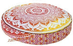 Indian Mandala Dorm Decor Yoga Mat Living Room Floor Cushion Cover Round Meditation Pillow Case Couch Case Pouf Cover Metallic Beach Throw Kids Bean Bag Case Pet Dog Bed Cover