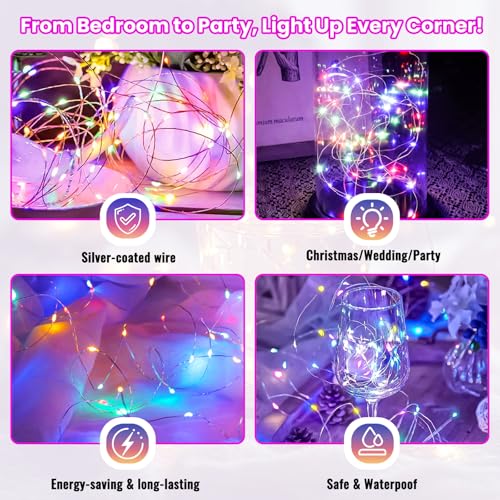ZSJWL 30 Pack Multicolor Fairy Lights Battery Operated, 7FT 20LED Mini Starry Light Mason Jar Lights for Indoor Outdoor Party Wedding Halloween Thanksgiving - color: Multicolor, size: 30 Pack – Battery Powered