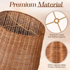 1 Pack Natural Rattan Spider Boho Lamp Shade Handwoven Indonesian Rattan, Large Wicker Woven Lampshade for Table & Floor, Boho Decor (13" Top × 16" Bottom × 11" Slant,Frustum Shape) - size: 13" Top × 16" Bottom × 11" Slant