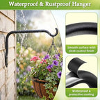 Lifyzoon 12 Inch Plant Hanger Brackets, 2 Pack Metal Hanging Wall Hooks | Heavy Duty Steel, Rustproof Outdoor, Large Basket Hook, For Bird Feeders, Hanging Wind Chimes, Fence Wall, Garden Decor - size: 12Inch-2Pack