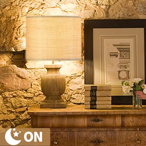 GO&SO Medium Drum Lamp Shades Woven Lampshades,13" Top x 13" Bottom x 10" High(Spider),Farmhouse Lampshades for Table Lamp & Bedside Lamps,Replacement Lamp Shade In Hand Crafted,Easy Assembly Required - color: Hand-woven fabric, size: 13*13*10IN-1PC