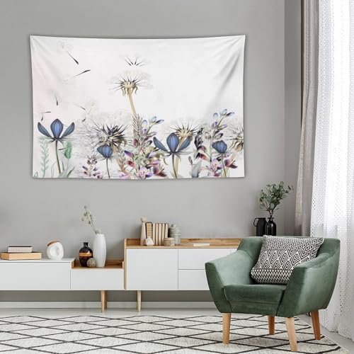 Kurtect Nature Dandelion Tapestry,Spring Plants Colorful Floral Botanical Theme Print Tapestries for Living Room Party Beach Picnic Blankets Tablecloths Wall Decor, 40x60 in - color: Flower-3, size: 60"L x 40"W