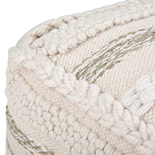 SIMPLIHOME Sommer Square Pouf - 18 inch Wide Upholstered Handloom Woven Cotton Ottoman in Natural, Boho-Style Footstool, Extra Seating or Accent Piece for Living Room or Bedroom, Assembled - color: Natural, style: Cotton Pouf