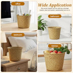 Seagrass Woven Basket 7.48X7.48X6.29In Multi-Functional Storage Organizer for Bedroom Bathroom Desktop Decorative Wastebasket and Plant Pot
