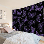 HVEST Purple Butterfly Wall Hanging - Galaxy Space Tapestry for Bedroom, Kids Room, Living Room - 40L x 60W inches - color: Purple, size: 40"L x 60"W