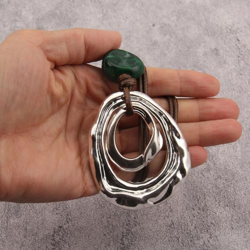 Leather Necklace for Women Long Boho Pendant Hippie Choker Necklace Bohemian Layered Leather Rope Wooden Jewelry Gifts - style: Long Chunky Boho Necklace